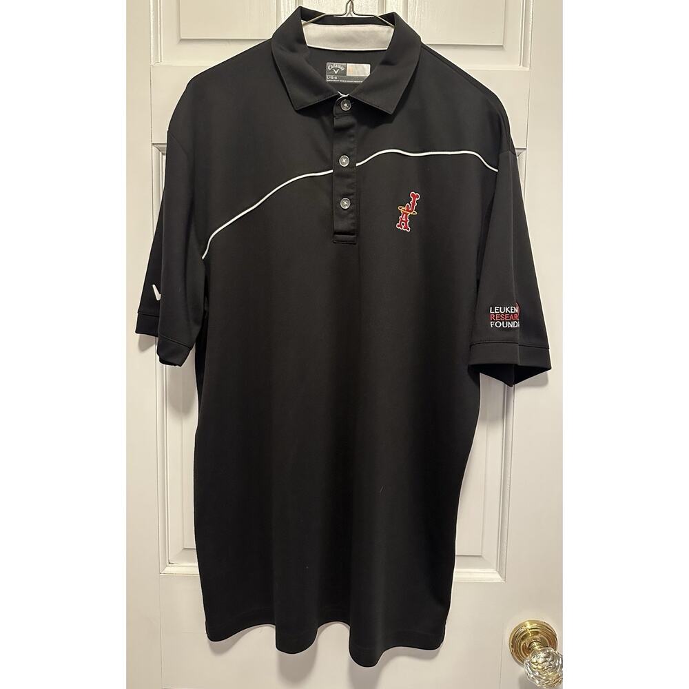 Callaway Golf Polo L Black Halo JA Logo Leukemia Research Foundation